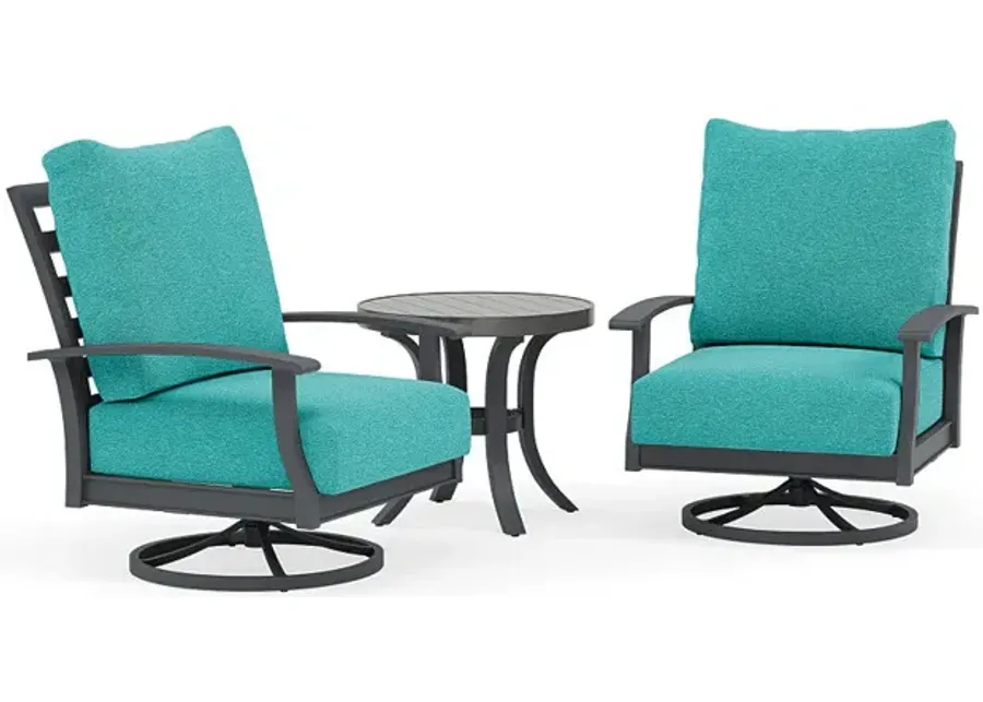 Rockport Club Swivel Chair Set-Bliss Turquoise