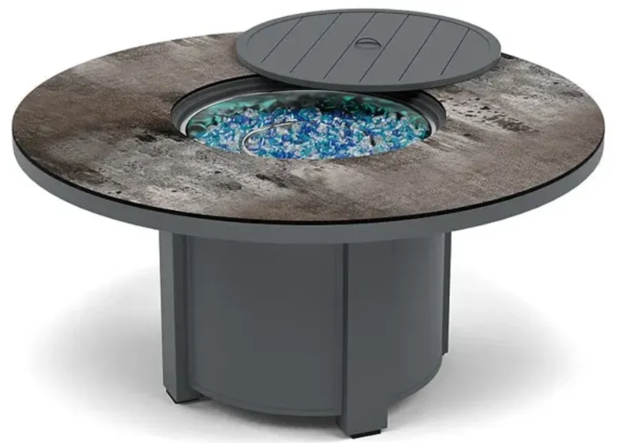 54" Round Chat Fire Pit Table - Multiple Colors and Top Patterns-Graphite