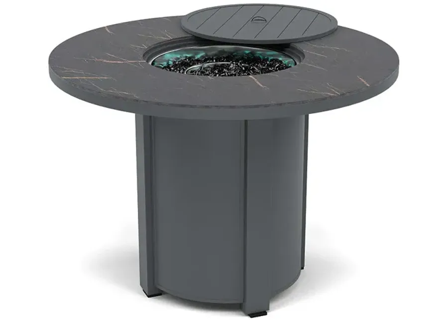 54" Round Balcony Fire Pit Table - Multiple Colors and Top Patterns-Graphite