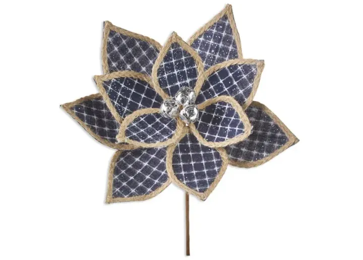 12 Blue Plaid Poinsettia