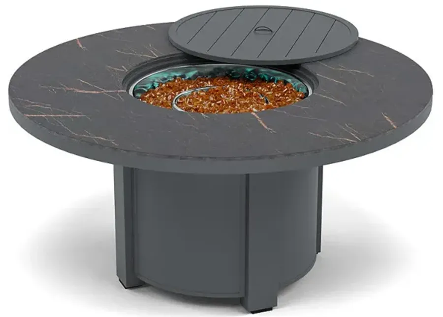 54" Round Chat Fire Pit Table - Multiple Colors and Top Patterns-Graphite