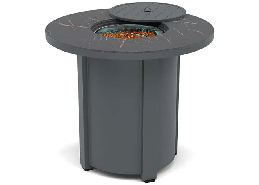 44" Round Balcony Fire Pit Table - Multiple Colors and Top Patterns-Graphite
