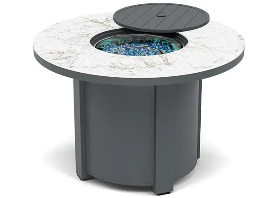 44" Round Dining Fire Pit Table - Multiple Colors and Top Patterns-Graphite