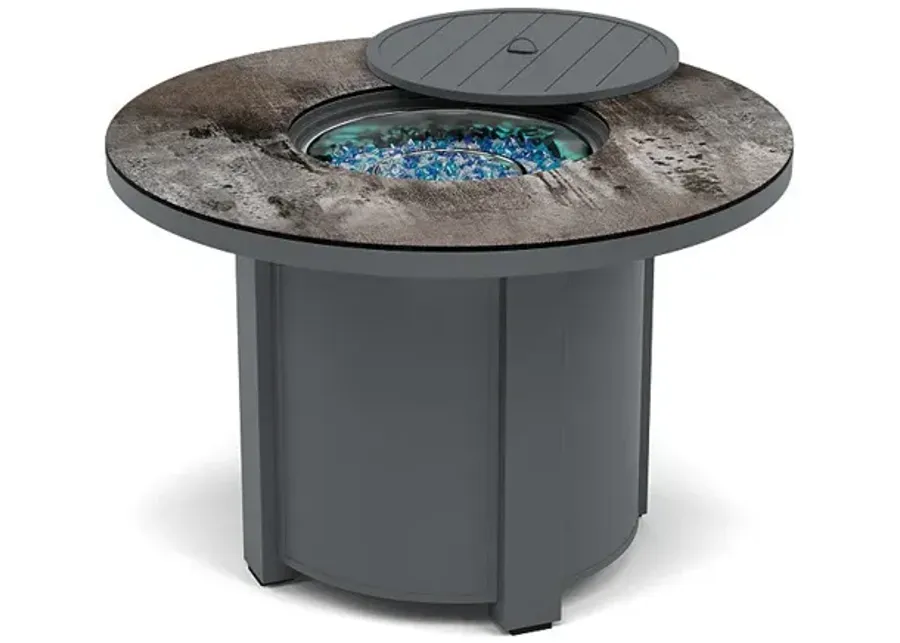 44" Round Dining Fire Pit Table - Multiple Colors and Top Patterns-Graphite