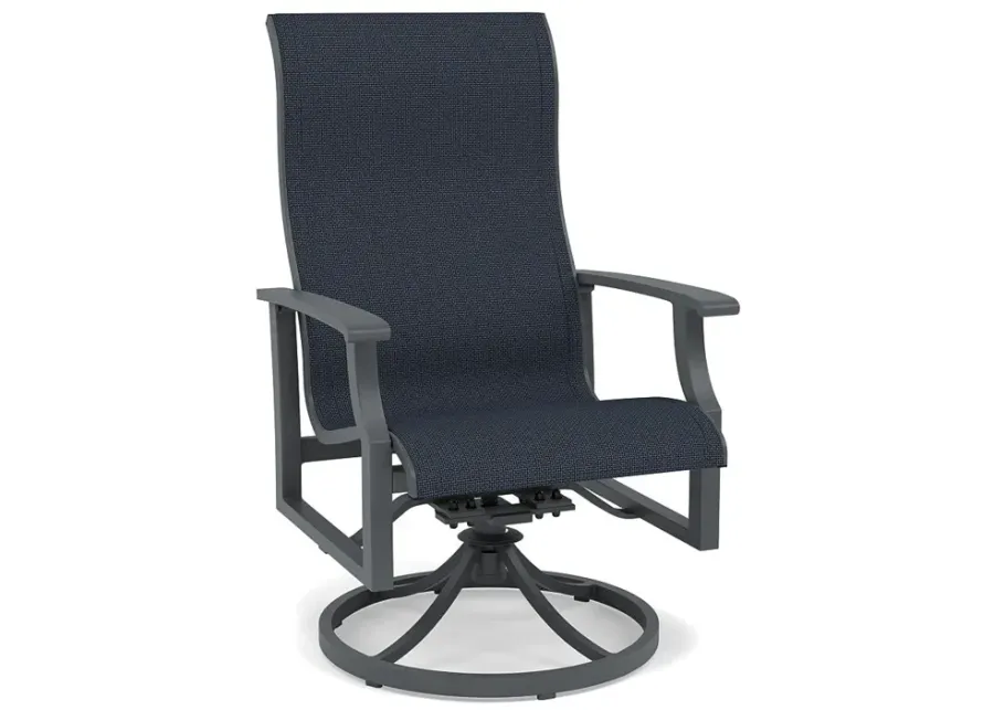 Rockport Sling Swivel Dining Chair-Ebony Mesh