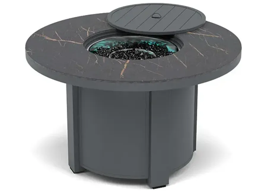 44" Round Chat Fire Pit Table - Multiple Colors and Top Patterns-Graphite