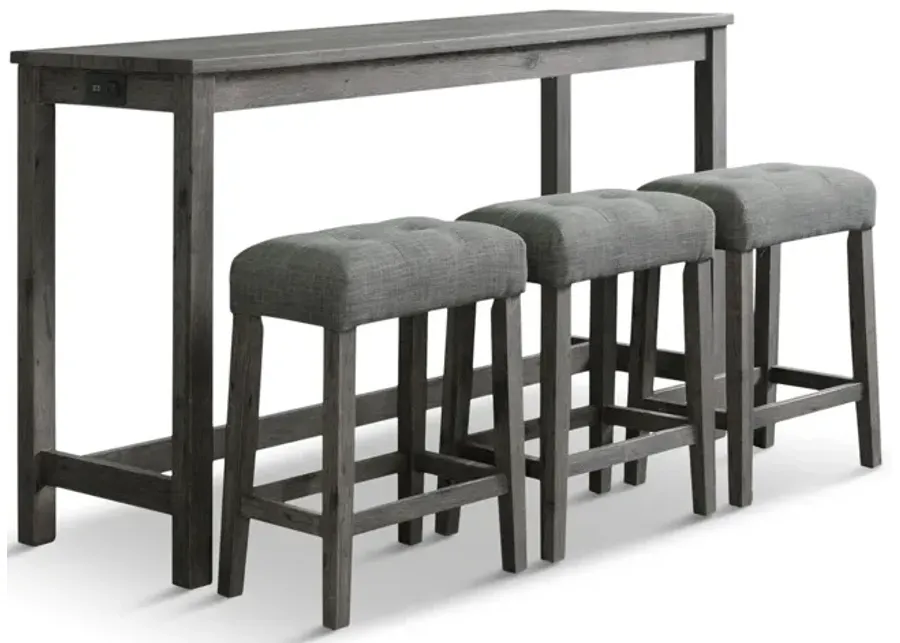 Rodman Sofa Bar Table With 3 Stools - Charcoal