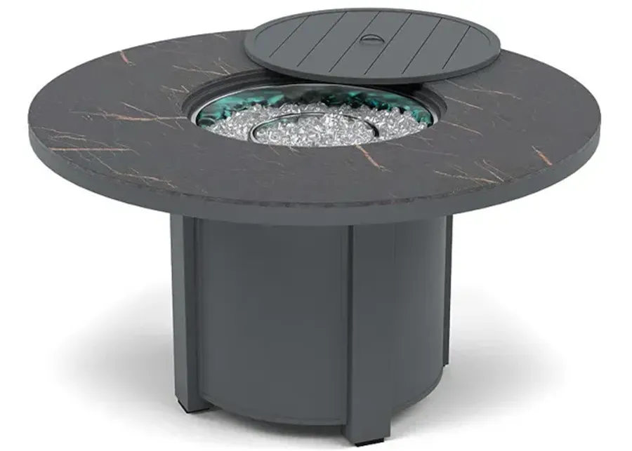 54" Round Dining Fire Pit Table - Multiple Colors and Top Patterns-Graphite