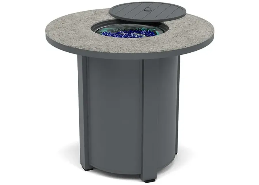 44" Round Balcony Fire Pit Table - Multiple Colors and Top Patterns-Graphite