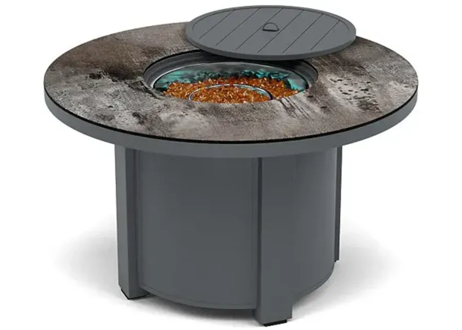 44" Round Chat Fire Pit Table - Multiple Colors and Top Patterns-Graphite