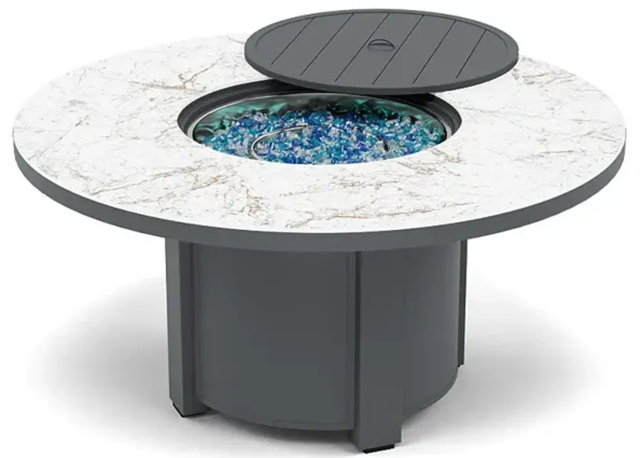 54" Round Chat Fire Pit Table - Multiple Colors and Top Patterns-Graphite