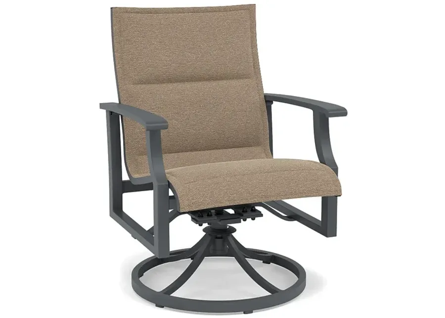 Rockport Padded Sling Swivel Dining Chair-Bliss Burlap