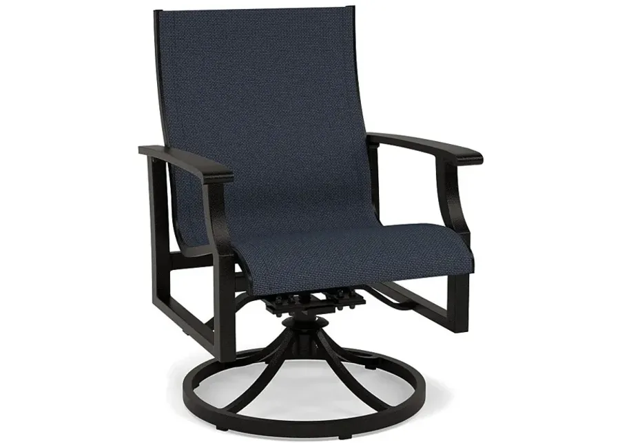 Newport Sling Swivel Dining Chair-Ebony Mesh