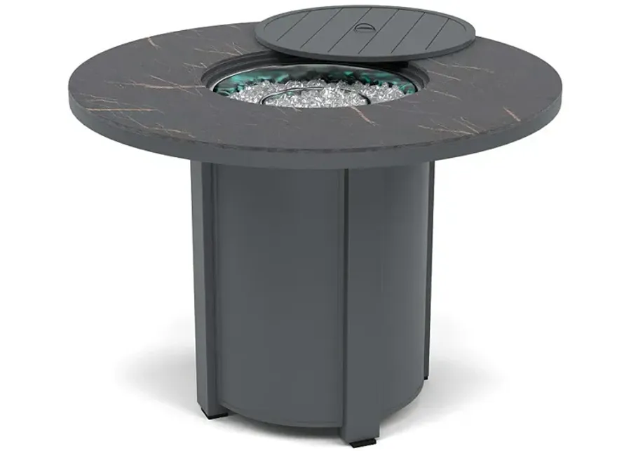 54" Round Balcony Fire Pit Table - Multiple Colors and Top Patterns-Graphite