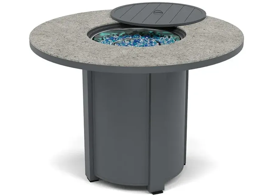 54" Round Balcony Fire Pit Table - Multiple Colors and Top Patterns-Graphite