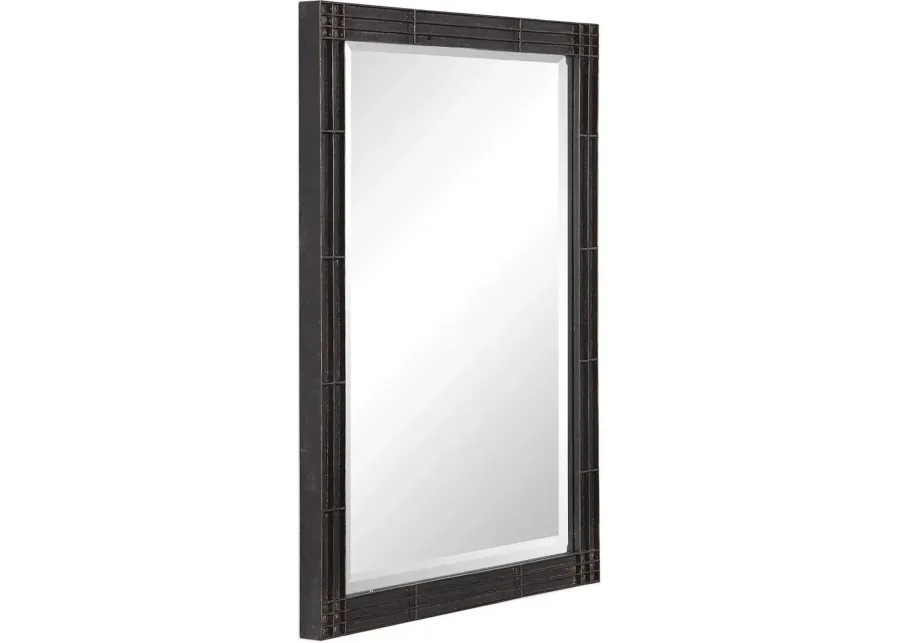 Uttermost Gower Aged Black Vanity Mirror-25.25
