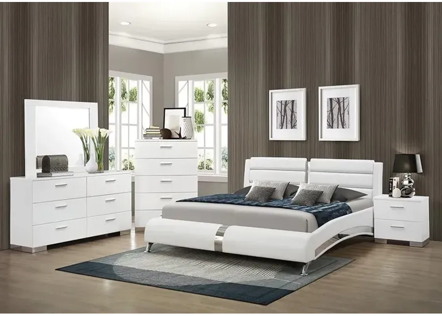 Coaster Jeremaine Upholstered Queen Sleigh Bed White-65.25
