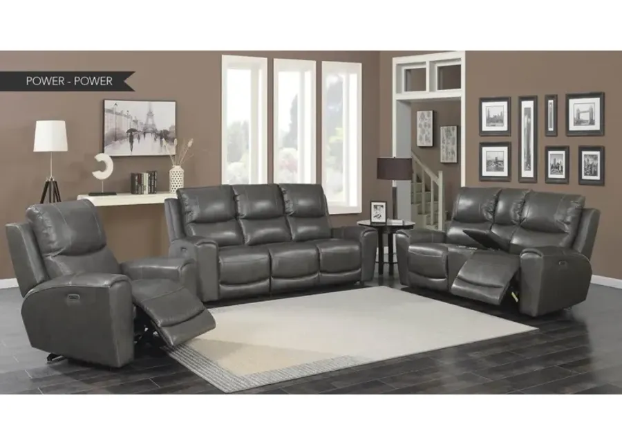 Steve Silver Laurel Gray Dual-Power Leather Reclining Sofa + Loveseat