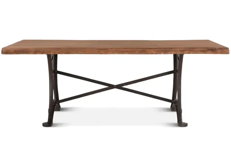 Home Trends Design Organic Forge 80-Inch Live Edge Dining Table with Antique Zinc Base-80