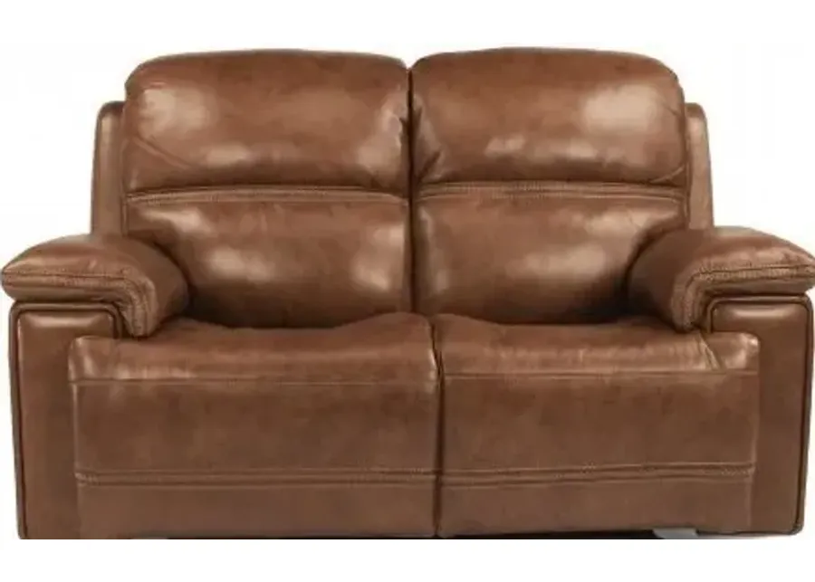 Flexsteel Fenwick Brown Power Recliner Leather Loveseat with Power Headrests-67