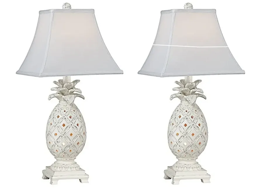 Madison Avenue Pineapple Cottage White Accent Night Light Lamp-11.5
