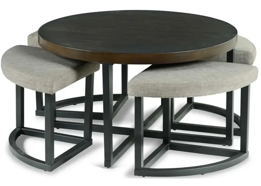 Steve Silver Yukon Walnut Coffee Table with Stools-36