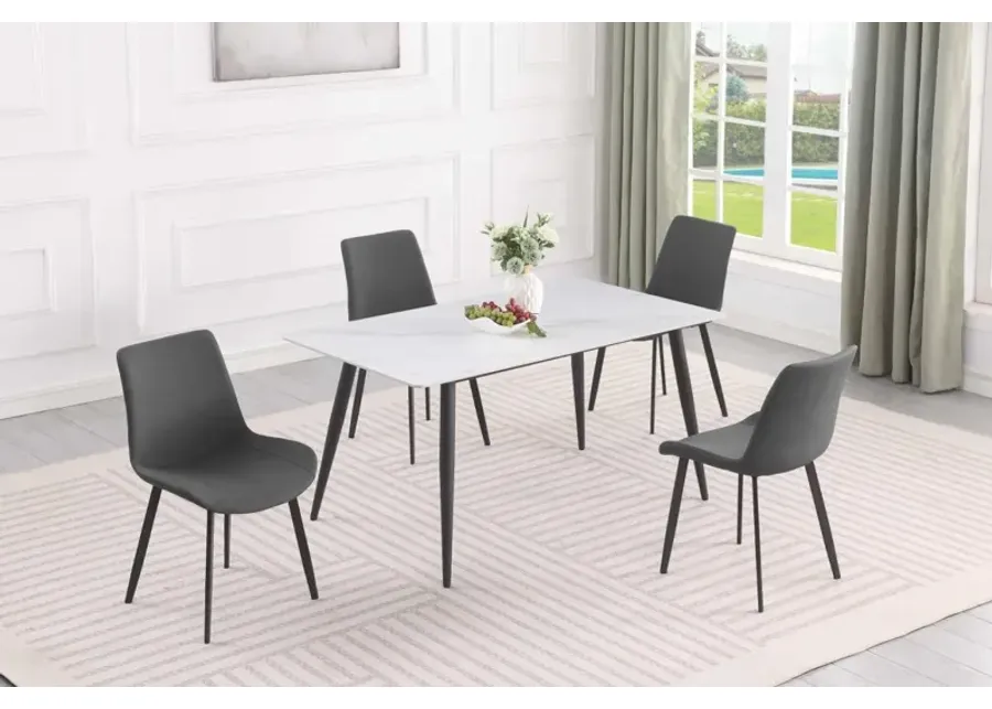 Chintaly Kingsley Contemporary Dining Set with Sintered Stone Table & Curved Chairs-55.5