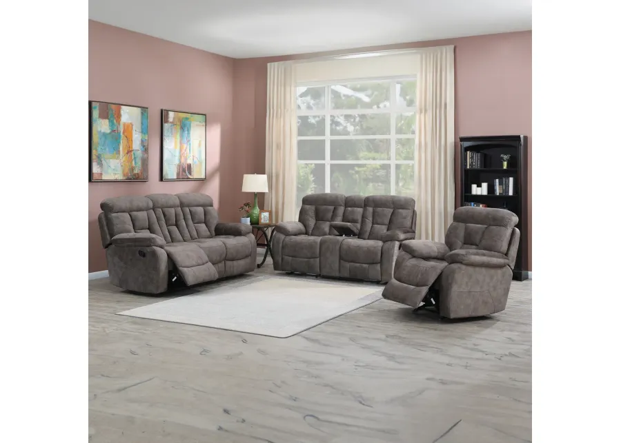 Steve Silver Bogata 3-Piece Manual Reclining Fabric Sofa, Loveseat & Recliner Set In Majestic Mushroom