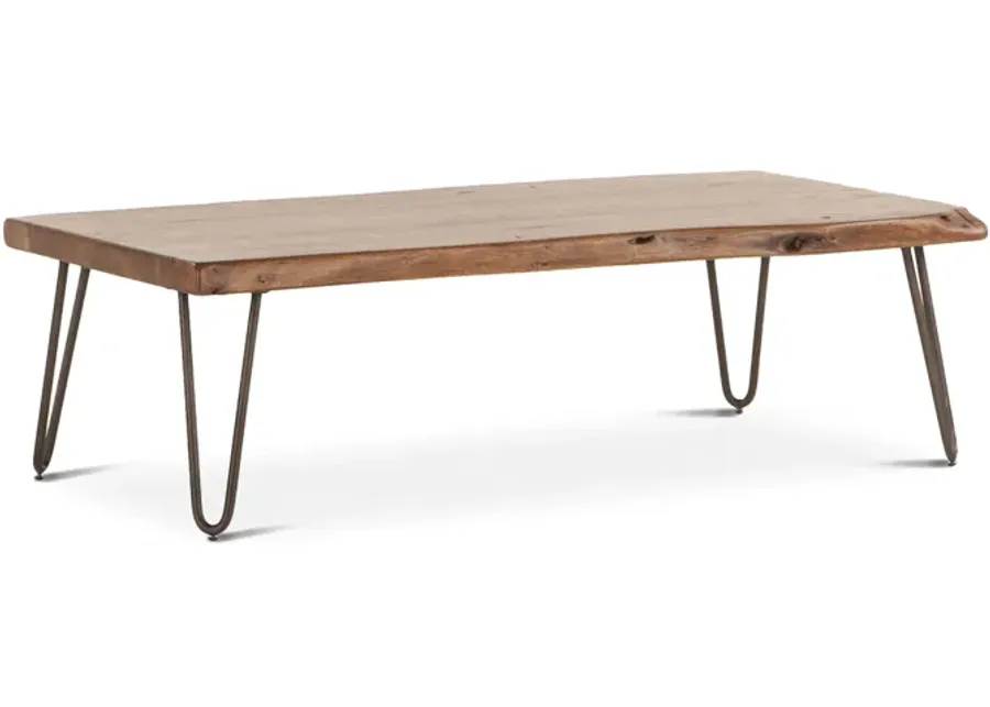 Home Trends Design Vail Acacia Wood Live Edge Coffee Table in Walnut Finish-54