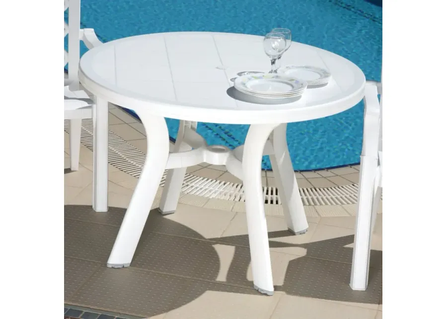 Compamia 42 Inch Truva Resin Round Outdoor Dining Table White