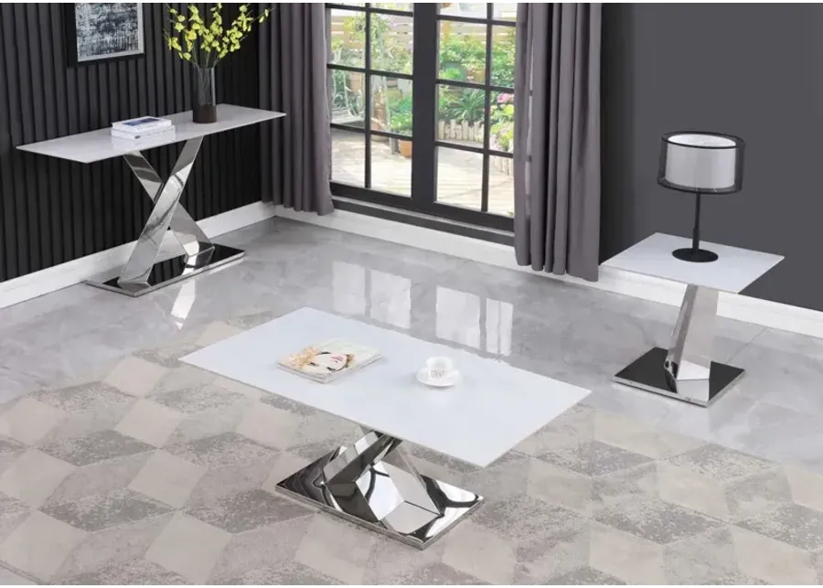 Chintaly Jennifer Contemporary Sintered Stone Top Sofa Table with Steel Base-55.1